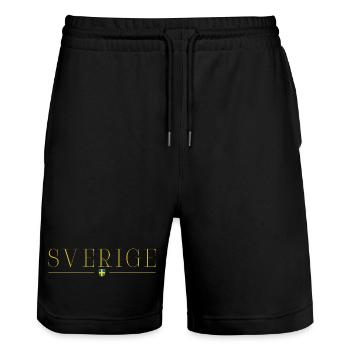 I Love Sweden, T-shirt de tenue design - Short de jogging bio TRAINER Stanley/Stella unisexe - noir - Devant - Nik (191cm) & Marisol (170cm)