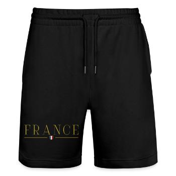 I Love France Elegance Style Design T-Shirt - Stanley/Stella Trainer Unisex Organic Jogging Shorts - black - Front - Nik (191cm) & Marisol (170cm)