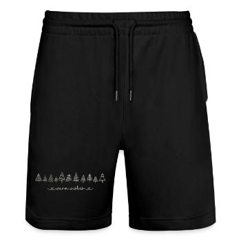 Warm Wishes, Doodle Tannenbäume, Weihnachten - Stanley/Stella Unisex Bio Joggingshorts Trainer  - Schwarz - Vorne - Nik (191cm) & Marisol (170cm)
