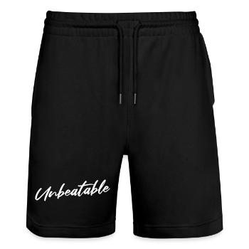 BASKETBALL - UNBEATABLE - SPRUCH - Stanley/Stella Unisex Bio Joggingshorts Trainer  - Schwarz - Vorne - Nik (191cm) & Marisol (170cm)