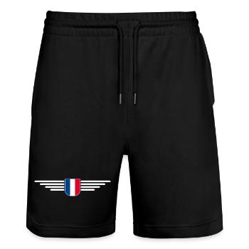 I Love France Elegance Style Design Outfits - Stanley/Stella Trainer Unisex Organic Jogging Shorts - black - Front - Nik (191cm) & Marisol (170cm)