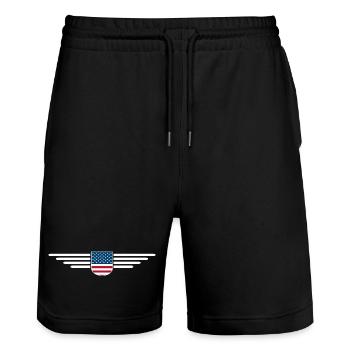 Ich liebe USA, Eleganz Stil Design T-Shirt - Stanley/Stella Unisex Bio Joggingshorts Trainer  - Schwarz - Vorne - Nik (191cm) & Marisol (170cm)