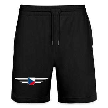 Ich liebe Tschechien T-Shirt Outfit Design - Stanley/Stella Unisex Bio Joggingshorts Trainer  - Schwarz - Vorne - Nik (191cm) & Marisol (170cm)