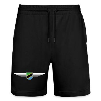 Tanzania T-Shirt for Real Fans - Stanley/Stella Trainer Unisex Organic Jogging Shorts - black - Front - Nik (191cm) & Marisol (170cm)