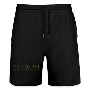 Melbourne, Australien Fan Outfit T Shirt Design - Stanley/Stella Unisex Bio Joggingshorts Trainer  - Schwarz - Vorne - Nik (191cm) & Marisol (170cm)