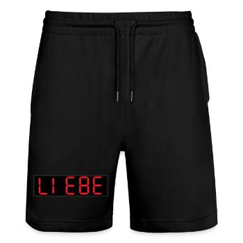Liebe 38317 Taschenrechner Zahlen Schrift digital - Stanley/Stella Unisex Bio Joggingshorts Trainer  - Schwarz - Vorne - Nik (191cm) & Marisol (170cm)