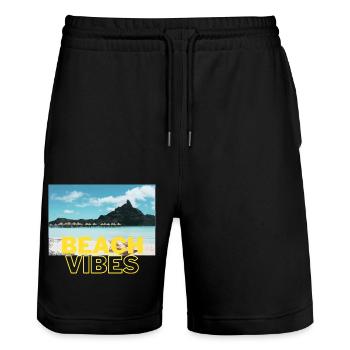 Beach 9 - Stanley/Stella Unisex Bio Joggingshorts Trainer  - Schwarz - Vorne - Nik (191cm) & Marisol (170cm)