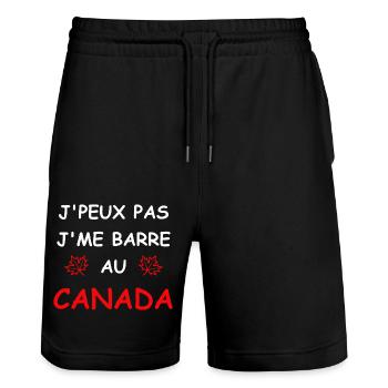 J'peux pas j'me barre au canada - Short de jogging bio TRAINER Stanley/Stella unisexe - noir - Devant - Nik (191cm) & Marisol (170cm)