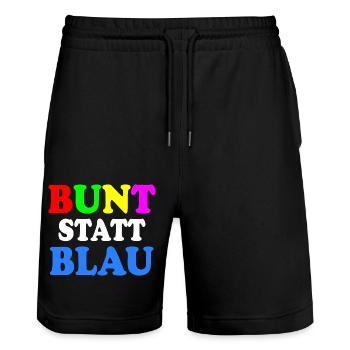 Bunt statt blau - Stanley/Stella Unisex Bio Joggingshorts Trainer  - Schwarz - Vorne - Nik (191cm) & Marisol (170cm)