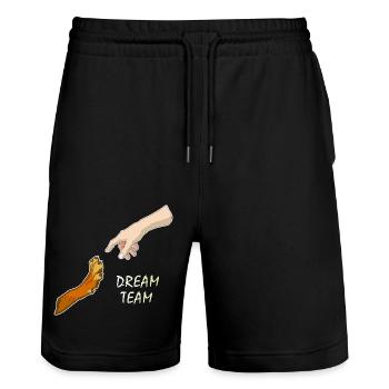 Dream Team - Stanley/Stella Trainer Unisex Organic Jogging Shorts - black - Front - Nik (191cm) & Marisol (170cm)