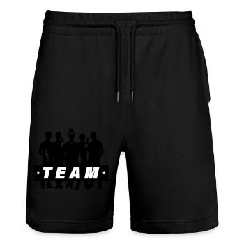 Groom Team Bachelor Bachelor - Stanley/Stella Trainer Unisex Organic Jogging Shorts - black - Front - Nik (191cm) & Marisol (170cm)