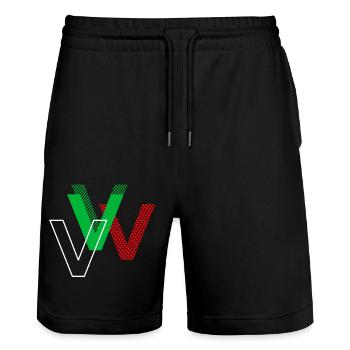 Buchstabe V - Stanley/Stella Unisex Bio Joggingshorts Trainer  - Schwarz - Vorne - Nik (191cm) & Marisol (170cm)