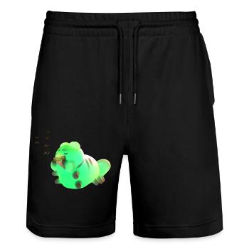 La petite chenille mignonne accueille le lever du soleil avec elle - Short de jogging bio TRAINER Stanley/Stella unisexe - noir - Devant - Nik (191cm) & Marisol (170cm)