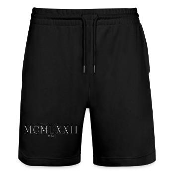 Roman Numeral Year of Birth Made in 1972 - Stanley/Stella Trainer Unisex Organic Jogging Shorts - black - Front - Nik (191cm) & Marisol (170cm)