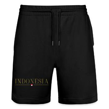 I Love Indonesia, Style Design T-Shirt - Stanley/Stella Trainer Unisex Organic Jogging Shorts - black - Front - Nik (191cm) & Marisol (170cm)