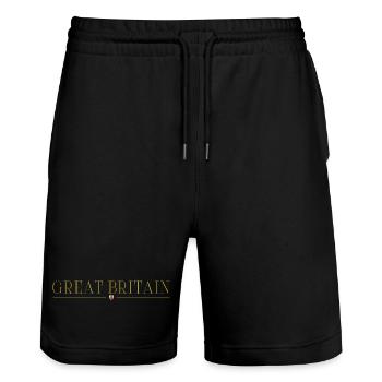 I Love Britain UK, Style Design T-Shirt - Stanley/Stella Trainer Unisex Organic Jogging Shorts - black - Front - Nik (191cm) & Marisol (170cm)