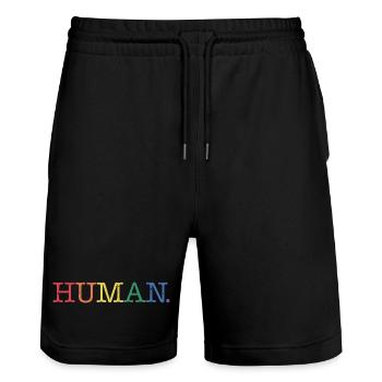 Menschlich - Stanley/Stella Unisex Bio Joggingshorts Trainer  - Schwarz - Vorne - Nik (191cm) & Marisol (170cm)