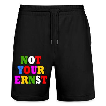 Not your ernst - Short de jogging bio TRAINER Stanley/Stella unisexe - noir - Devant - Nik (191cm) & Marisol (170cm)