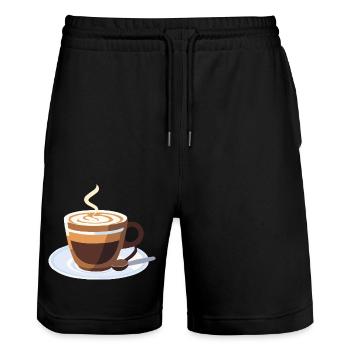 Coffee Frenchpress Cappuccino Latte Art - Stanley/Stella Trainer Unisex Organic Jogging Shorts - black - Front - Nik (191cm) & Marisol (170cm)