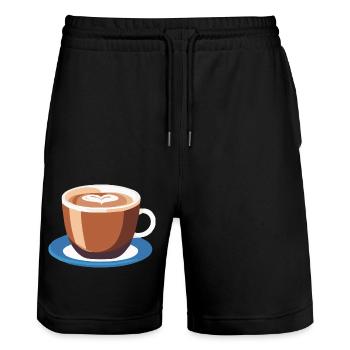 Kaffee Frenchpress Cappuccino Latte Art - Stanley/Stella Unisex Bio Joggingshorts Trainer  - Schwarz - Vorne - Nik (191cm) & Marisol (170cm)