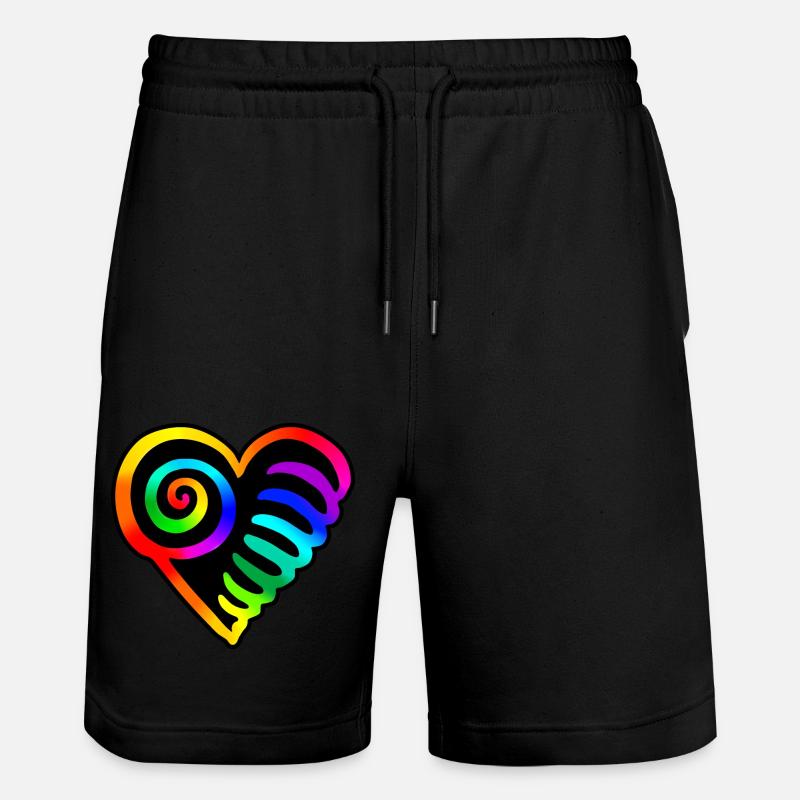Herz Regenbogen - Stanley/Stella Unisex Bio Joggingshorts Trainer  - Schwarz