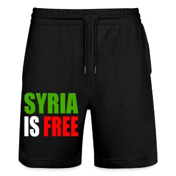 syrien - syria is free - Stanley/Stella Unisex Bio Joggingshorts Trainer  - Schwarz - Vorne - Nik (191cm) & Marisol (170cm)