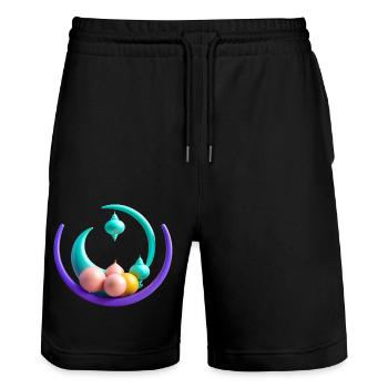Ramadan Gift Eid Mubarak Islam Allah Muslim - Stanley/Stella Trainer Unisex Organic Jogging Shorts - black - Front - Nik (191cm) & Marisol (170cm)