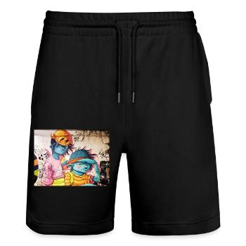 Friends - Stanley/Stella Unisex Bio Joggingshorts Trainer  - Schwarz - Vorne - Nik (191cm) & Marisol (170cm)