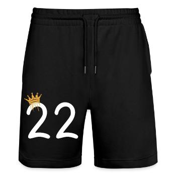 22 - Stanley/Stella Trainer Unisex Organic Jogging Shorts - black - Front - Nik (191cm) & Marisol (170cm)