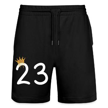 23 - Stanley/Stella Trainer Unisex Organic Jogging Shorts - black - Front - Nik (191cm) & Marisol (170cm)