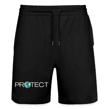 Protect the Earth Environmental Protection Gift Idea - Stanley/Stella Trainer Unisex Organic Jogging Shorts - black - Front - Nik (191cm) & Marisol (170cm)