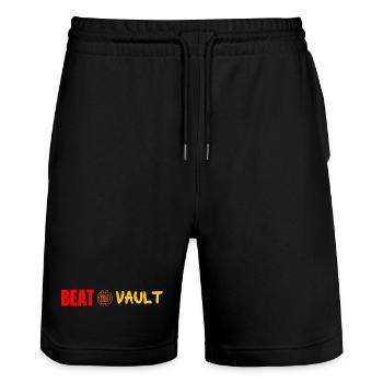 The Beat Vault - Horizontal - Stanley/Stella Trainer Unisex Organic Jogging Shorts - black - Front - Nik (191cm) & Marisol (170cm)