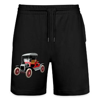 Auto Vintage - Stanley/Stella Unisex Bio Joggingshorts Trainer  - Schwarz - Vorne - Nik (191cm) & Marisol (170cm)
