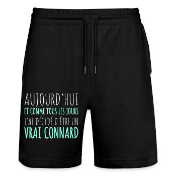 J' ai décidé d' être un vrai connard humour cadeau - Short de jogging bio TRAINER Stanley/Stella unisexe - noir - Devant - Nik (191cm) & Marisol (170cm)