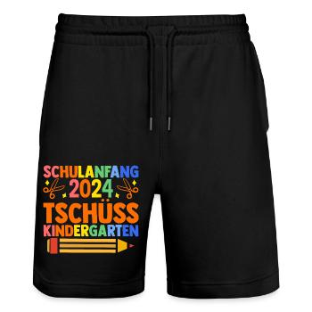 Eltern Schulkind Grundschule Erste Klasse Einschul - Stanley/Stella Unisex Bio Joggingshorts Trainer  - Schwarz - Vorne - Nik (191cm) & Marisol (170cm)