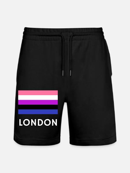 Genderfluid Pride Flag London - Stanley/Stella Trainer Unisex Organic Jogging Shorts - black