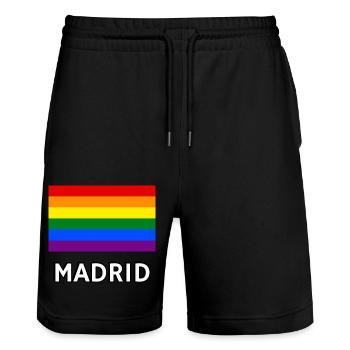 Drapeau de la fierté Madrid - Short de jogging bio TRAINER Stanley/Stella unisexe - noir - Devant - Nik (191cm) & Marisol (170cm)