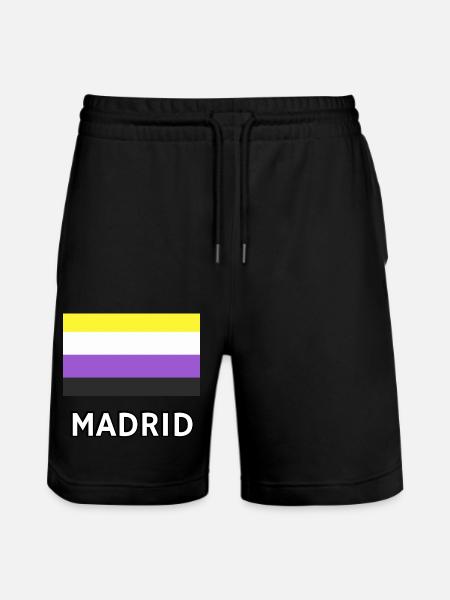 Non binary Pride Flag Madrid - Stanley/Stella Trainer Unisex Organic Jogging Shorts - black