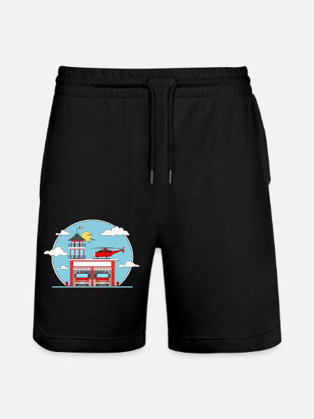 Fire station without lettering - Stanley/Stella Trainer Unisex Organic Jogging Shorts - black