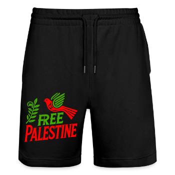 Free palestine - Stanley/Stella Unisex Bio Joggingshorts Trainer  - Schwarz - Vorne - Nik (191cm) & Marisol (170cm)