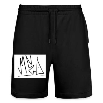 Graffiti - Stanley/Stella Unisex Bio Joggingshorts Trainer  - Schwarz - Vorne - Nik (191cm) & Marisol (170cm)