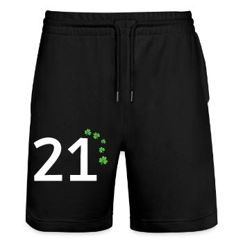 21 - Stanley/Stella Unisex Bio Joggingshorts Trainer  - Schwarz - Vorne - Nik (191cm) & Marisol (170cm)