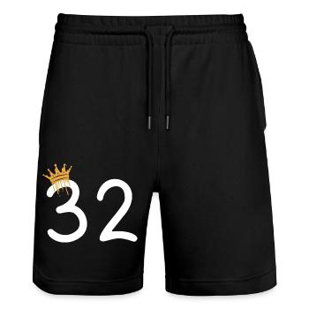 32 - Stanley/Stella Unisex Bio Joggingshorts Trainer  - Schwarz - Vorne - Nik (191cm) & Marisol (170cm)