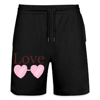 Liebe - Stanley/Stella Unisex Bio Joggingshorts Trainer  - Schwarz - Vorne - Nik (191cm) & Marisol (170cm)
