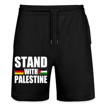 Stand with palestine - Stanley/Stella Unisex Bio Joggingshorts Trainer  - Schwarz - Vorne - Nik (191cm) & Marisol (170cm)