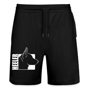 Heeler Profile Cattle Dog Dogs Dog Wilsigns - Stanley/Stella Trainer Unisex Organic Jogging Shorts - black - Front - Nik (191cm) & Marisol (170cm)