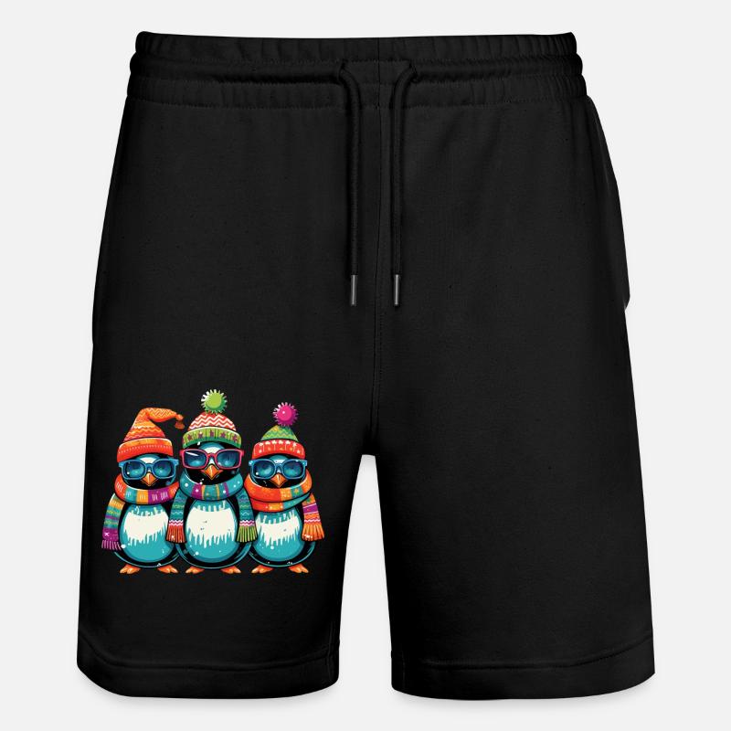 Drôle de Noël pingouins cool - Short de jogging bio TRAINER Stanley/Stella unisexe - noir