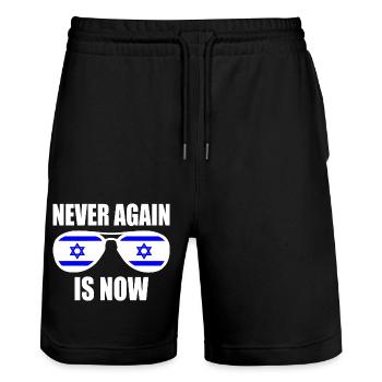 Never again is now - Stanley/Stella Trainer Unisex Organic Jogging Shorts - black - Front - Nik (191cm) & Marisol (170cm)