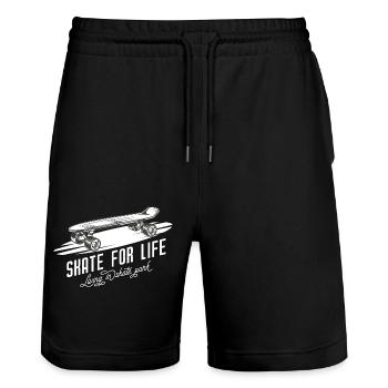 Skateboard Skate For Life Skateboarder - Stanley/Stella Unisex Bio Joggingshorts Trainer  - Schwarz - Vorne - Nik (191cm) & Marisol (170cm)