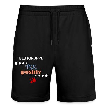 Blutgruppe TEE positiv - Stanley/Stella Unisex Bio Joggingshorts Trainer  - Schwarz - Vorne - Nik (191cm) & Marisol (170cm)